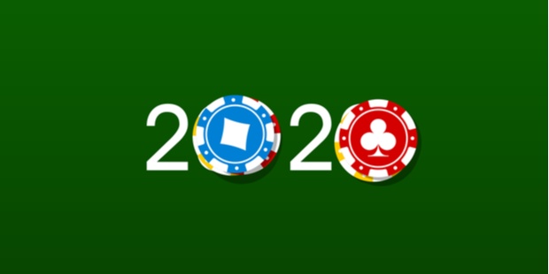2020 with poker chips as the zeros