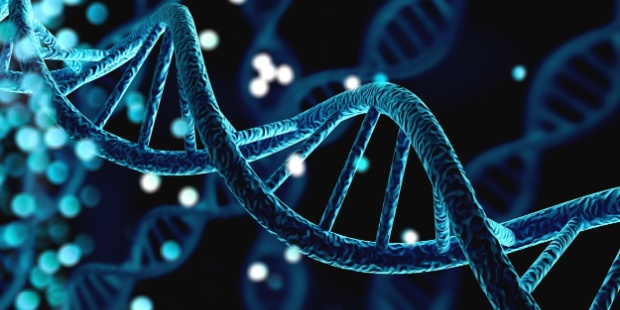 A blue DNA helix.