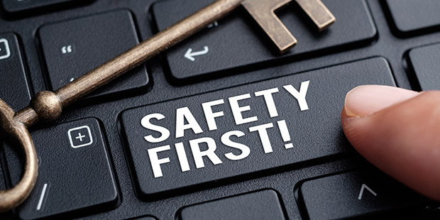 "safety" written on a key on a laptop keyboard
