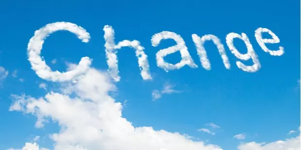 photo of the sky with the word Change in clouds