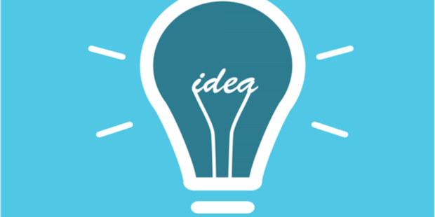 illustration of a lit up light bulb with the word IDEA in the tungsten inside the bulb