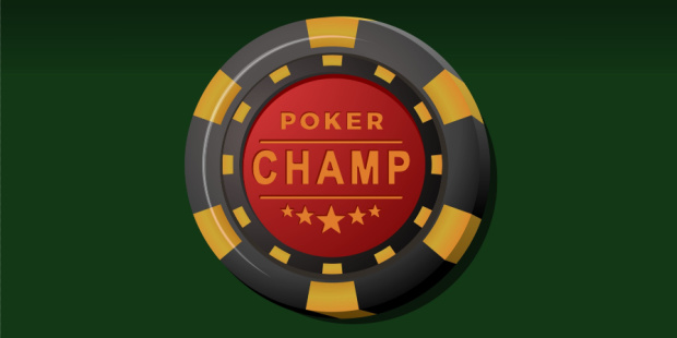 A poker chip inscribed with the words: Poker Champ.