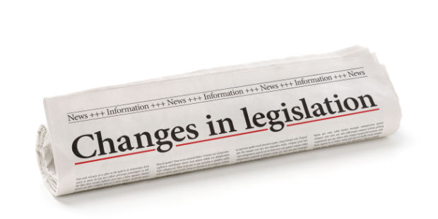 A newspaper title stating, "changes in legislation". 