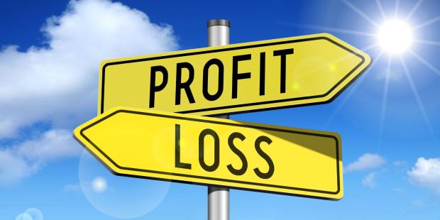 Profit and Loss written on road signs pointed in opposite directions. 