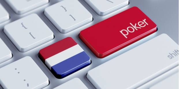 The flag of the Netherlands and the word "poker" appear as parts of a keyboard. 